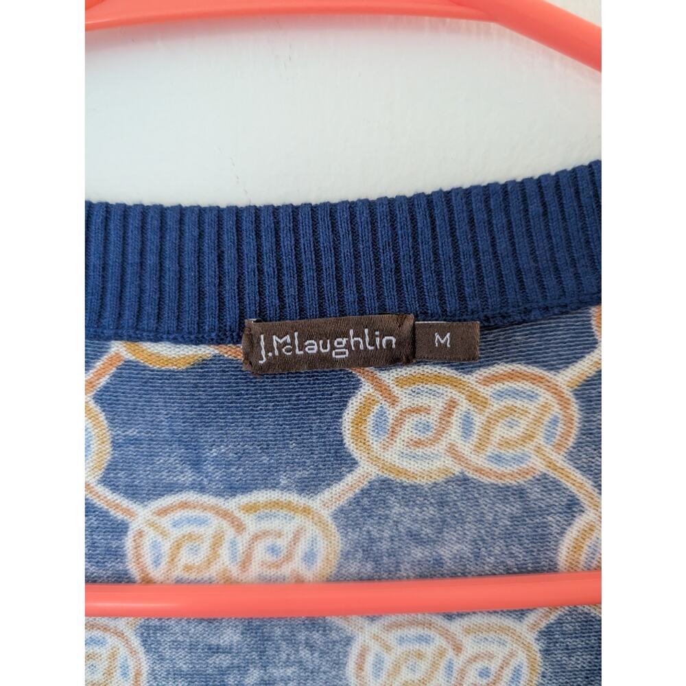 J McLaughlin Kristyn Cardigan Navy Gold Chain Print‎ Cotton Modal - Picture 6 of 9